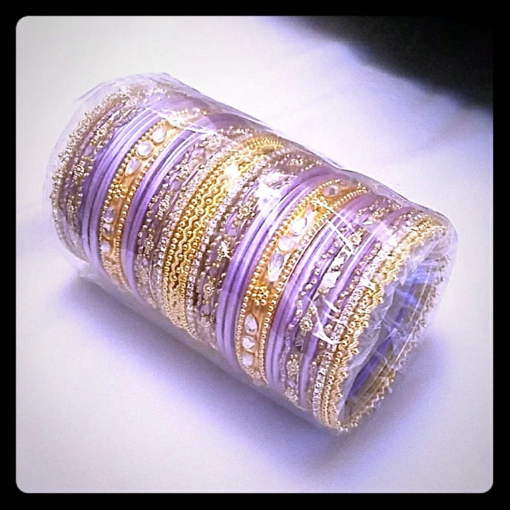Lilac Lavendar Gold Bangles